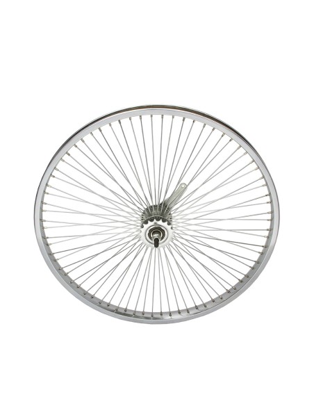 24 Steel Coaster Wheel 72 Spoke 14g UCP 3/8 Axle Single Wall Chrome.